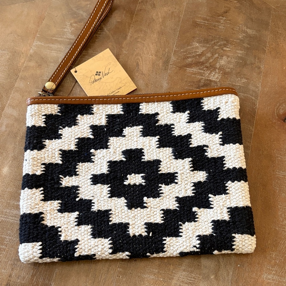 Patricia Nash Black and Cream Geometric Clutch